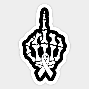 Fuck Lung Cancer Middle Finger White Ribbon Sticker